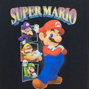Super Mario Black Short Sleeve T-Shirt